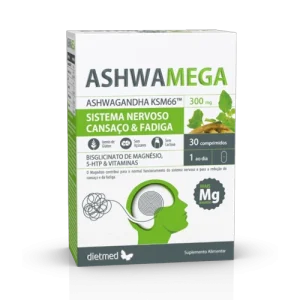 Suplemento Ashwamega Dietmed com Ashwagandha KSM-66, magnésio bisglicinato e vitaminas para o sistema nervoso, cansaço e fadiga